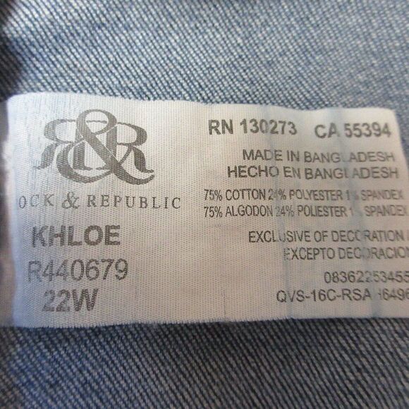 ROCK & REPUBLIC Khloe Unhemmed Frayed Hem Jean Skirt Plus Size 22W Stretch Denim - Picture 4 of 12